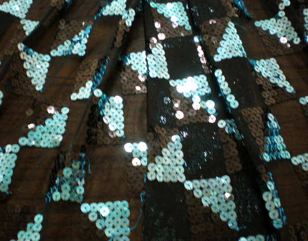 3.Black-Turquoise Triangle Design Sequins